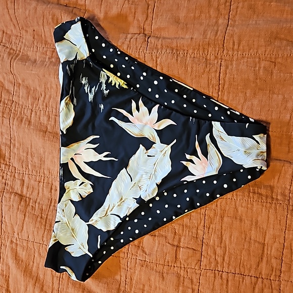 Billabong Other - Billabong Black Bikini Bottom with White Floral and Polka Dot Accents